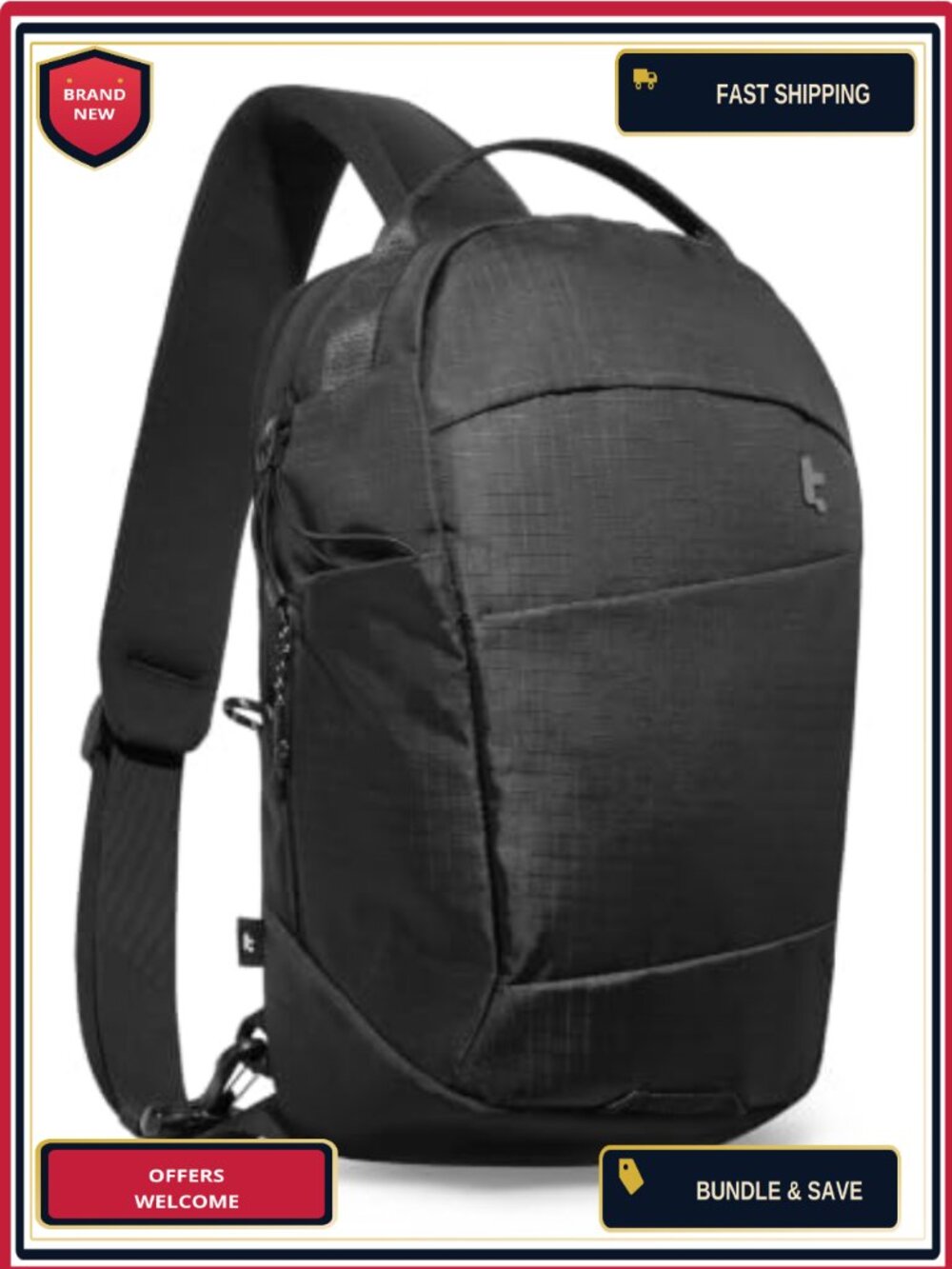 tomtoc 10L Sling Backpack Crossbody Bag 14" Laptop Recycled Polyester